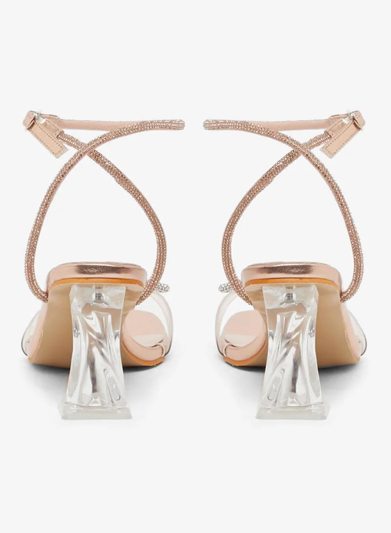 Take Two Embellished Transparent Block Heel Sandals