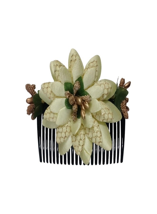 PRODUCTMINE مشط شعر مزين بالزهور من PRODUCTMINE®، إكسسوارات شعر مزينة بالزهور، دبوس شعر مزين بالزهور للنساء والفتيات، دبابيس شعر نسائية لحفلات الزفاف - لون أصفر ليموني صناعي: قطعة واحدة - Image 1