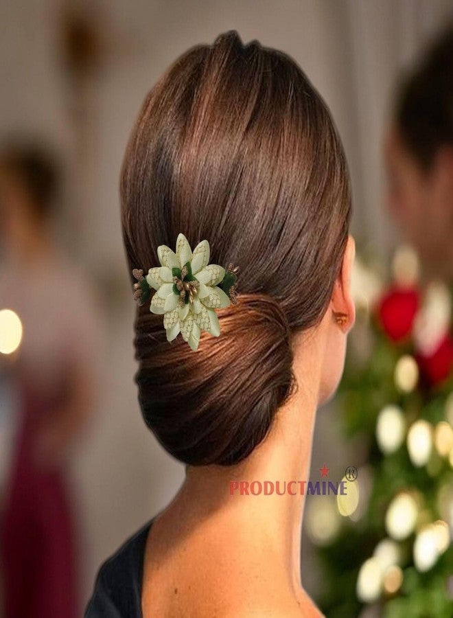 PRODUCTMINE مشط شعر مزين بالزهور من PRODUCTMINE®، إكسسوارات شعر مزينة بالزهور، دبوس شعر مزين بالزهور للنساء والفتيات، دبابيس شعر نسائية لحفلات الزفاف - لون أصفر ليموني صناعي: قطعة واحدة - Image 2