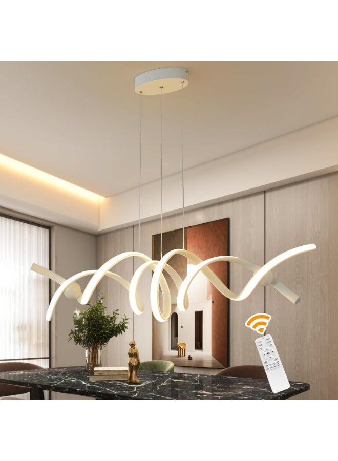 Modern LED Chandelier Pendant Light with Remote Control – Designer Wavy Hanging Ceiling Lamp, Dimmable Contemporary Luxury Lighting for Dining Room, Living Room & Home Interior - Image 1