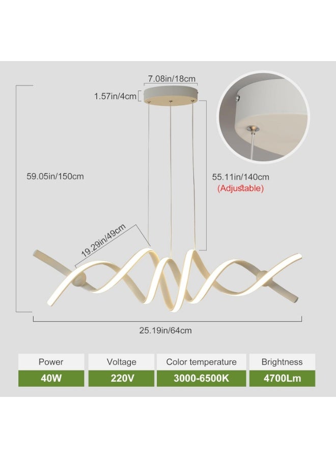 Modern LED Chandelier Pendant Light with Remote Control – Designer Wavy Hanging Ceiling Lamp, Dimmable Contemporary Luxury Lighting for Dining Room, Living Room & Home Interior - Image 2