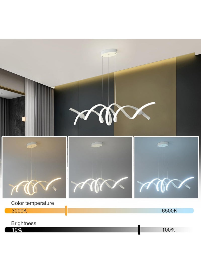 Modern LED Chandelier Pendant Light with Remote Control – Designer Wavy Hanging Ceiling Lamp, Dimmable Contemporary Luxury Lighting for Dining Room, Living Room & Home Interior - Image 3