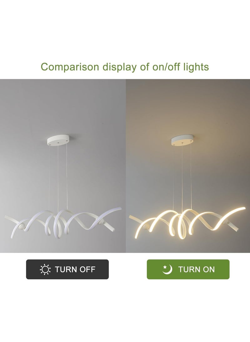 Modern LED Chandelier Pendant Light with Remote Control – Designer Wavy Hanging Ceiling Lamp, Dimmable Contemporary Luxury Lighting for Dining Room, Living Room & Home Interior - Image 4