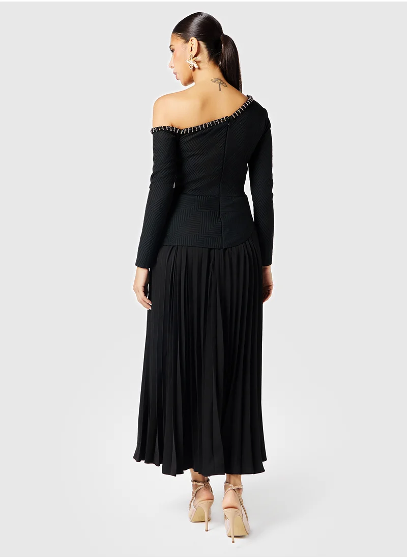 ثريدز باي اجوني Pleated One Shoulder Dress