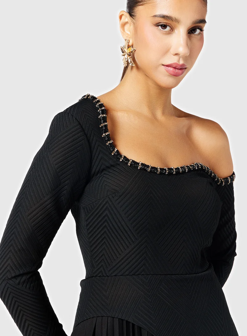 ثريدز باي اجوني Pleated One Shoulder Dress