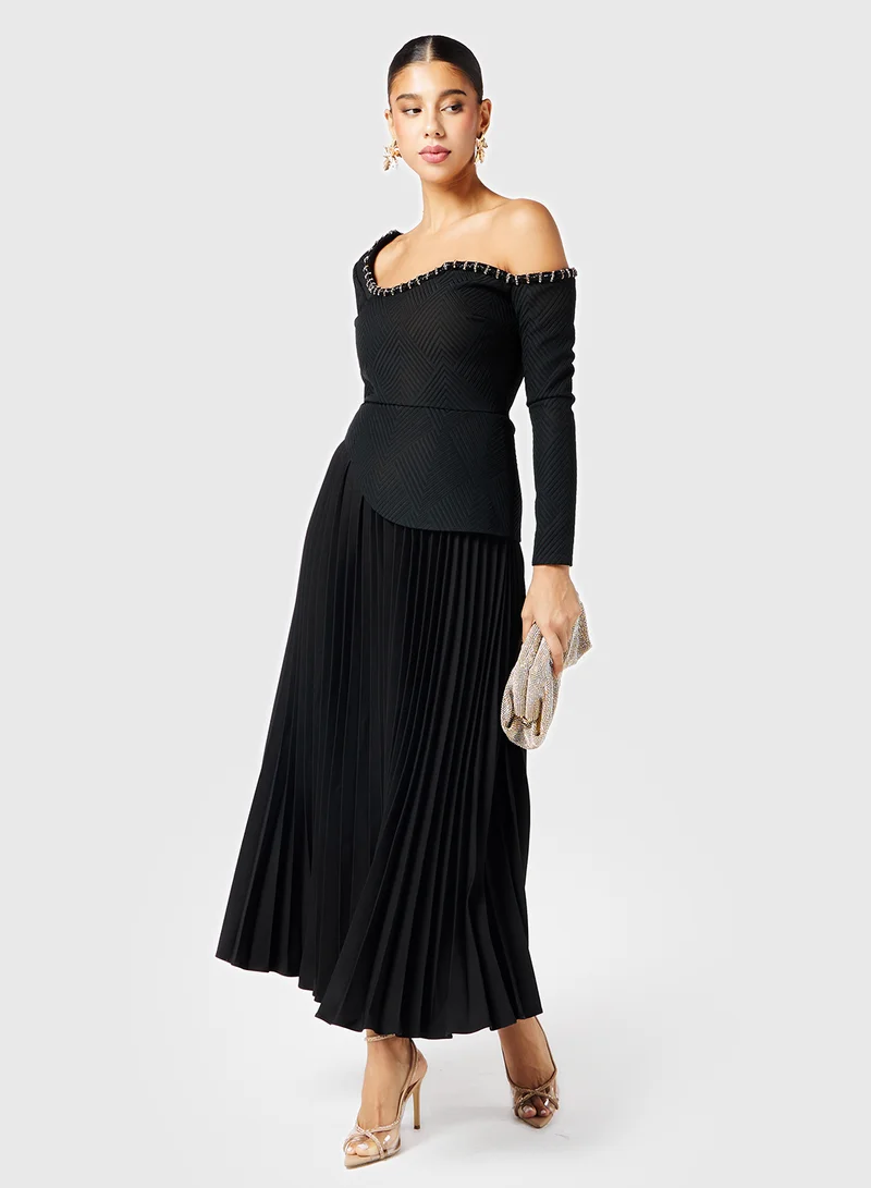 ثريدز باي اجوني Pleated One Shoulder Dress