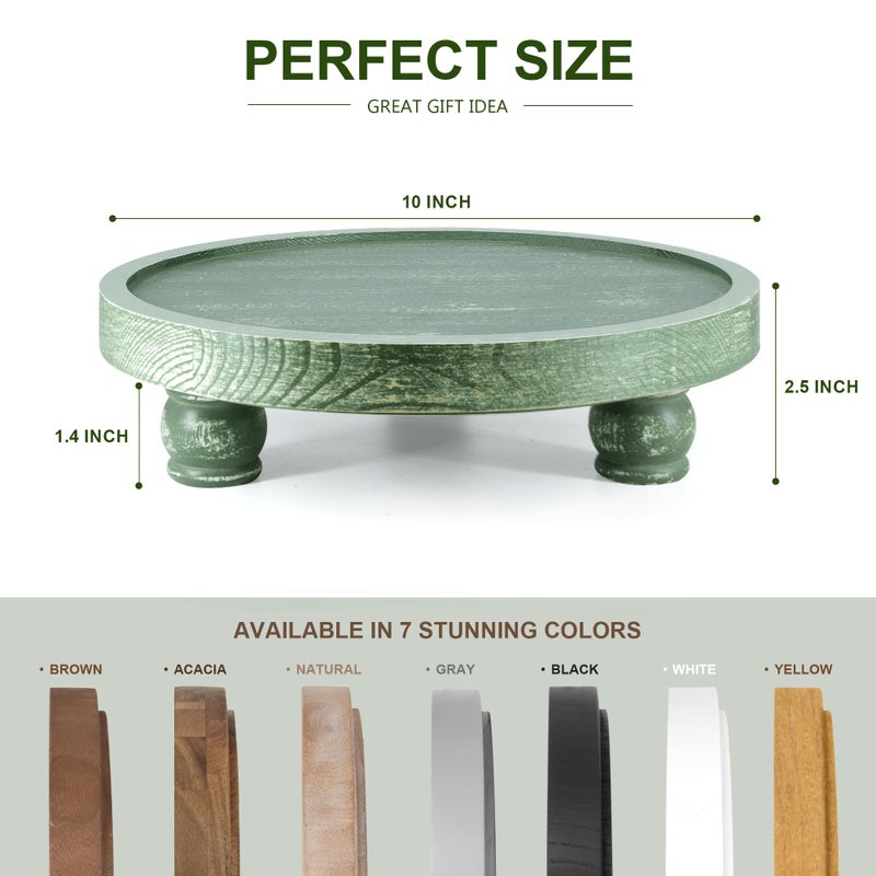 EOSAHR Farmhouse Pine Wood Riser for Home Decor â€“ Round Pedestal Stand for Coffee Table & Kitchen Sink â€“ Stylish Display Stand for Dish Soap Dispenser, Candles, Plants and Cupcakes (Green) - Image 2