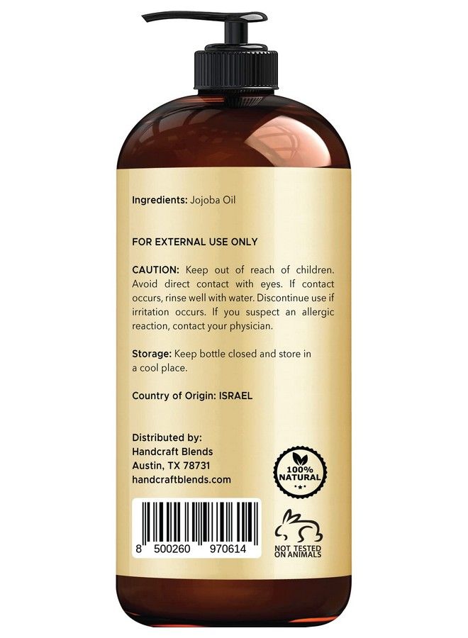 handcraft Blends زيت الجوجوبا المصنوع يدويًا 16 أونصة سائلة زيت الجوجوبا النقي والطبيعي بنسبة 100% للبشرة والوجه والشعر زيت الجوجوبا المرطب بعمق ومضاد للشيخوخة للرجال والنساء - Image 4