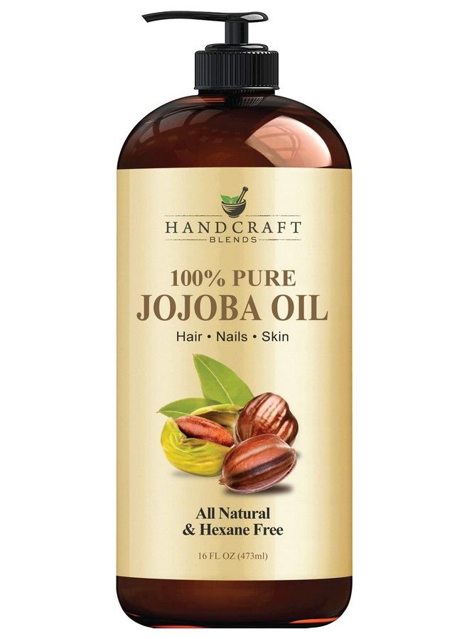 handcraft Blends زيت الجوجوبا المصنوع يدويًا 16 أونصة سائلة زيت الجوجوبا النقي والطبيعي بنسبة 100% للبشرة والوجه والشعر زيت الجوجوبا المرطب بعمق ومضاد للشيخوخة للرجال والنساء - Image 2