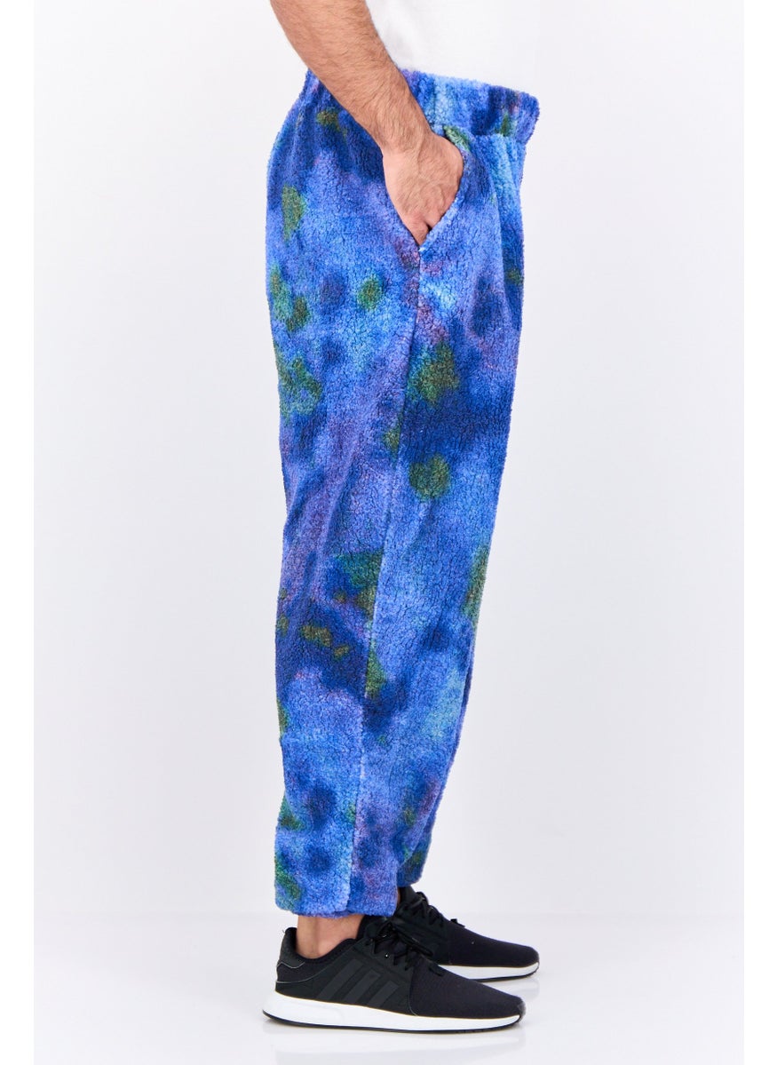 Asos Design - Men Relaxed Fit Tie Dye Drawstring Jogger Pants, Blue - Image 1