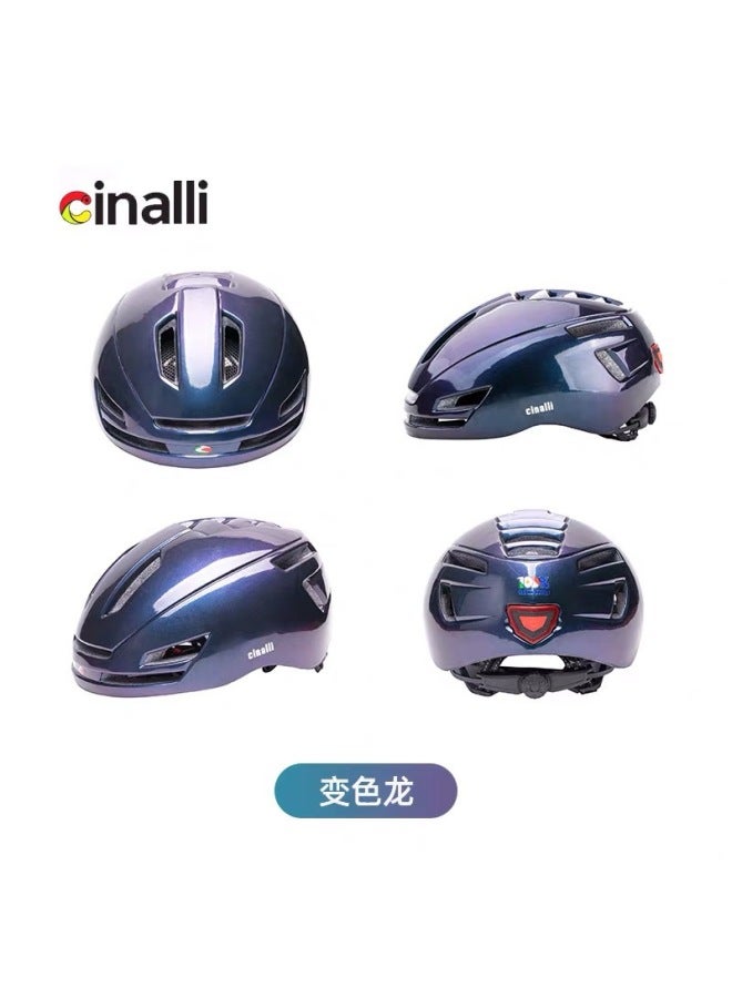 Chameleon Cinalli Chinali Riding Helmet Men's And Women's Mountain Road Bicycle Ubs Charging Warning Taillight Helmet