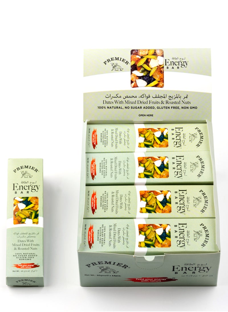 Premier Premier Energy Bar: Dates With Mixed Dried Fruits & Roasted Nuts 60g x 12 Pcs 