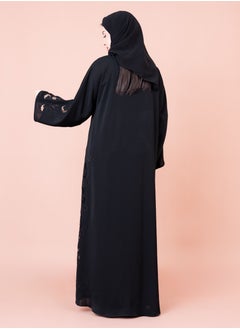 اكسا عباية زهور مطرزة AIK056 اسود  - Image 4