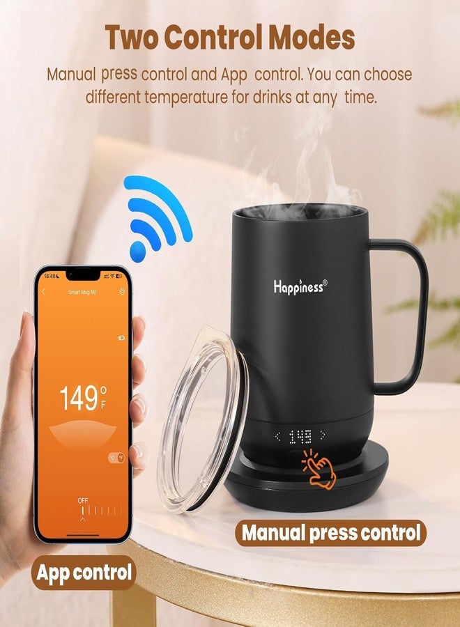 Happiness Smart Heated Coffee Mug 12oz,Rechargeable Electric Self Heating Temperature Control Coffee Cup Gifts for Mom Dad Women Men - Image 5