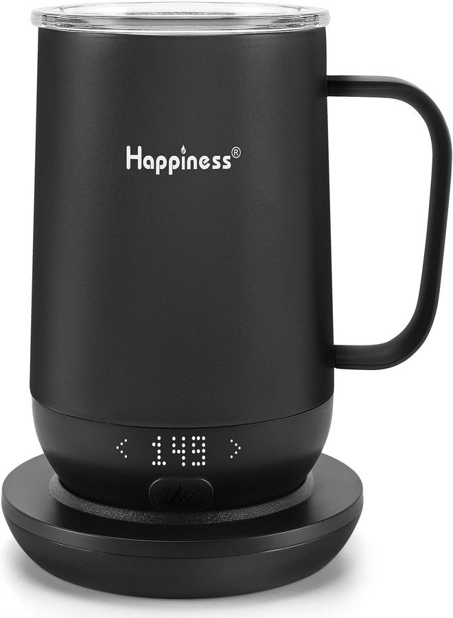 Happiness Smart Heated Coffee Mug 12oz,Rechargeable Electric Self Heating Temperature Control Coffee Cup Gifts for Mom Dad Women Men - Image 1