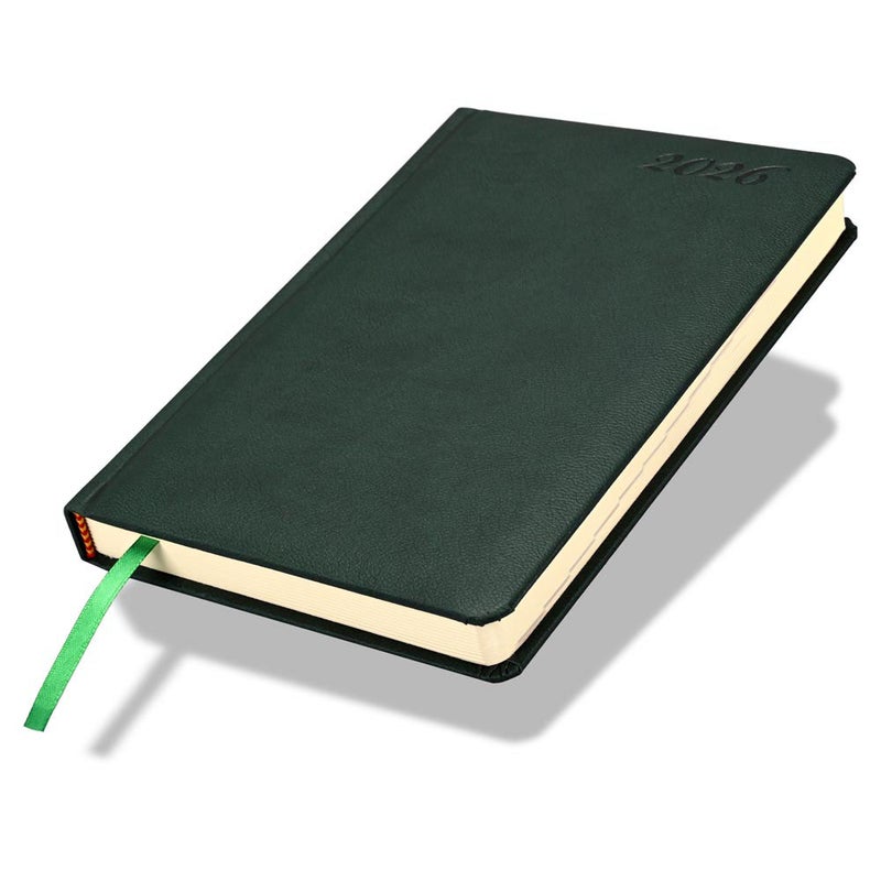 FIS مفكرة FIS الدولية 2026 A5، 148x210 مم، غلاف إيطالي PU مبطن من جانب واحد، زوايا مدورة، تنسيق يوم واحد في الصفحة، 7 لغات متعددة، ورق عاجي 70 جرام، غلاف أخضر - FSDI136-7P26GR - Image 1