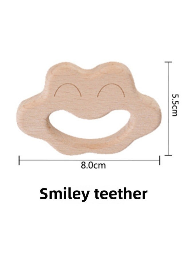 Bedside Hand-cranking Wooden Bell Infant Beech Enlightenment Teaching Aids Pod Hand Rattle Exercise Hand-eye Coordination Ability-Color:Smiley Face Gear Holder - Image 1