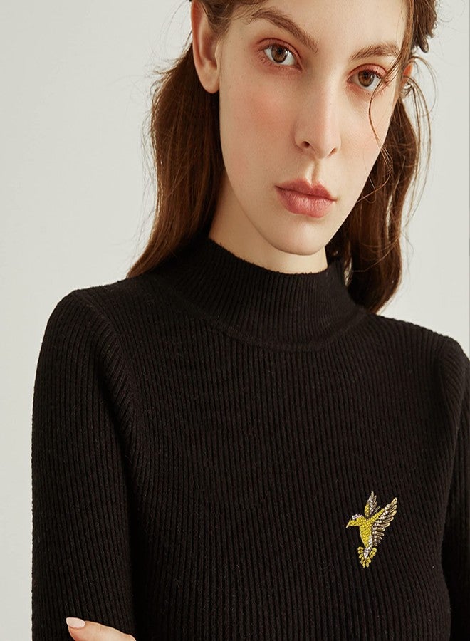 Anmpab Animal Hummingbird Brooch Pins for Women Fashion Bird Pins Elegant Rhinestone Crystal Animal Brooches Pin (Yellow) - Image 3