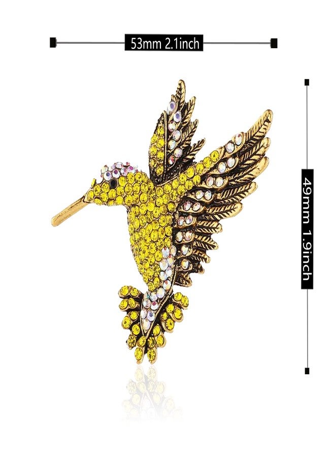 Anmpab Animal Hummingbird Brooch Pins for Women Fashion Bird Pins Elegant Rhinestone Crystal Animal Brooches Pin (Yellow) - Image 4