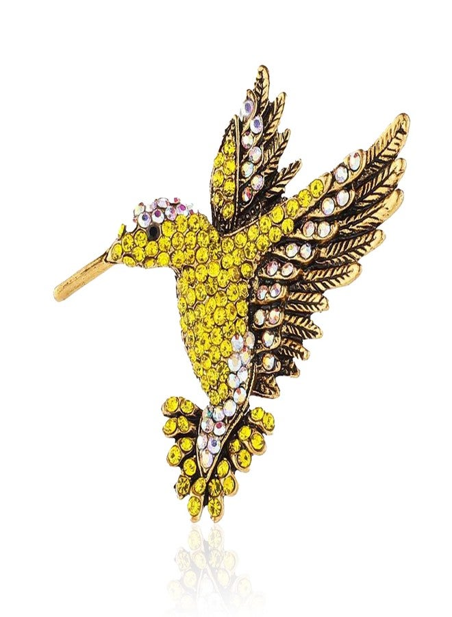 Anmpab Animal Hummingbird Brooch Pins for Women Fashion Bird Pins Elegant Rhinestone Crystal Animal Brooches Pin (Yellow) - Image 1