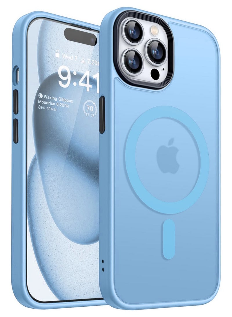 Generic - Magnetic Case For iPhone 12/12 Pro Case Compatible with MagSafe Military Grade Protection Shockproof Translucent Matte Case Anti Scratch Shockproof Phone Case (Light Blue) - Image 1