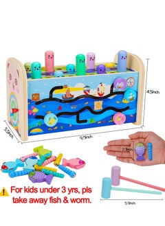 KASTWAVE 7 in 1 Hammering Pounding Toys Wooden Montessori Educational Fishing Game  - Image 5