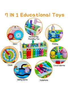 KASTWAVE 7 in 1 Hammering Pounding Toys Wooden Montessori Educational Fishing Game  - Image 3