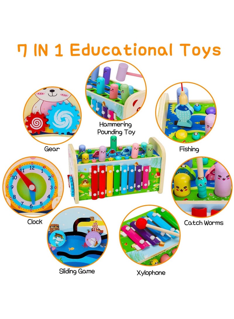 كاست ويف 7 في 1 يدق لعبة خشبية مونتيسوري لعبة الصيد التعليمية - Image 3