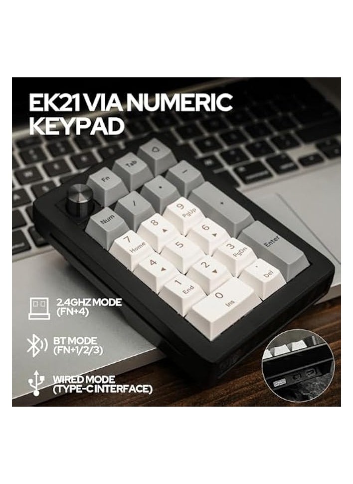 erorex Gasket Number Pad, Bluetooth 5.0/2.4ghz/Wired Hot Swappable Numpad, with Poron Foam, Aluminum Alloy Knob, 1000mAh Battery, Programmable for Win/Mac/Gaming (Wisteria Linear Switch)  - Image 2