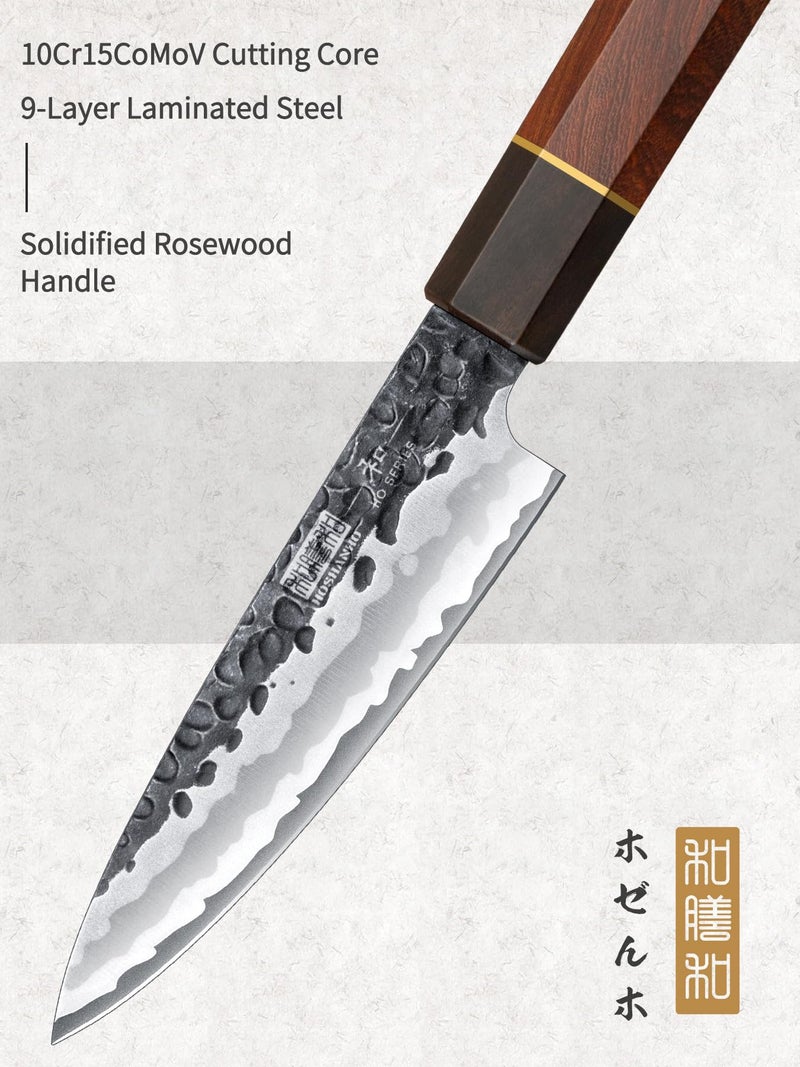 HOSHANHO Paring Knife 3.75 Inch Peeling knife, Razor Sharp Japanese High Carbon Steel Small Kitchen Knife, Hand Forged Fruit Knives for Peeling & Coring with Ergonomic Handle - Image 2
