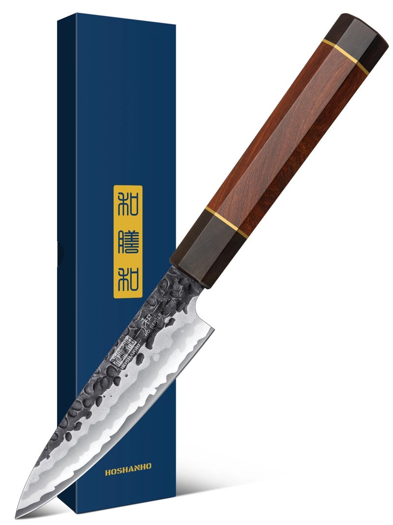 HOSHANHO Paring Knife 3.75 Inch Peeling knife, Razor Sharp Japanese High Carbon Steel Small Kitchen Knife, Hand Forged Fruit Knives for Peeling & Coring with Ergonomic Handle - Image 1