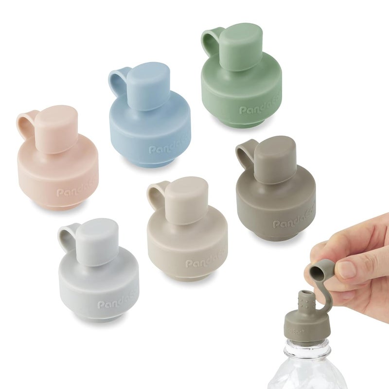 PandaEar 6 Pack Updated Silicone Water Bottle Cap Baby No Spill Bottles Top Spout Adapter for Toddlers Kids BPA Free  LeakProof Multicolor - Image 1