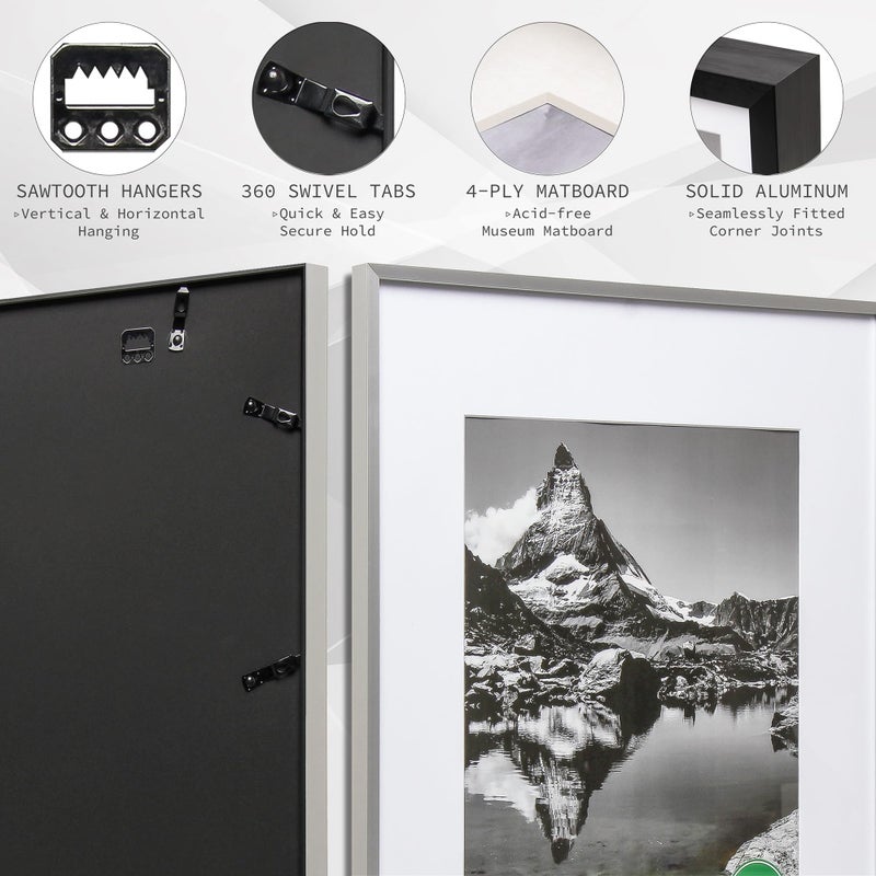 FrameWorks 5x7 Matted to 4x6 Picture Frame - Aluminum Frame w/Tempered Glass  Removable Mat for Photos  Posters  Art  Stylish Wall Frame for Home Decor  Gallery Walls  Office  Living Room - Silver - Image 4