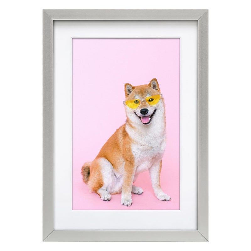 FrameWorks 5x7 Matted to 4x6 Picture Frame - Aluminum Frame w/Tempered Glass  Removable Mat for Photos  Posters  Art  Stylish Wall Frame for Home Decor  Gallery Walls  Office  Living Room - Silver - Image 1