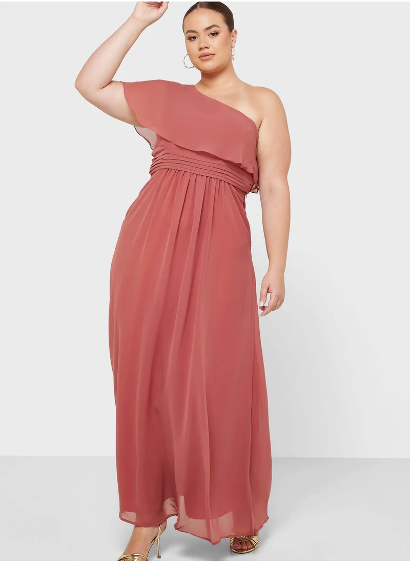 Ella Limited Curve One Shoulder Ruffle Trim Dress