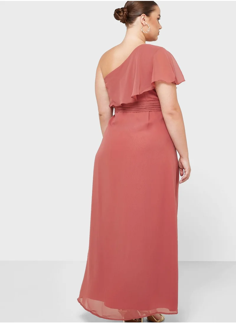 Ella Limited Curve One Shoulder Ruffle Trim Dress