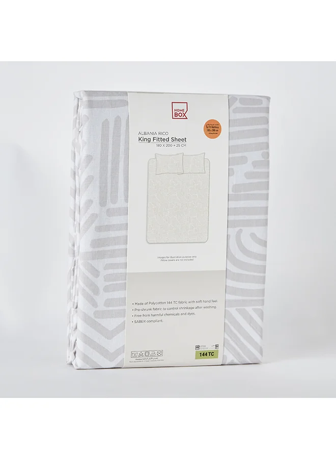 Home Box Albania Rico King Polycotton Fitted Sheet 200 x 25 x 180 cm