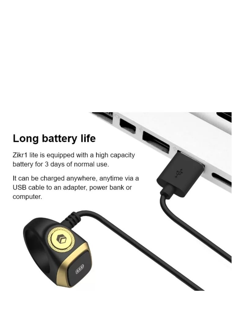 GULFLINK - Smart Tasbih Zikr Ring Muslim Prayer Prayer Timing Reminder OLED Display Tasbih Counter Smart Ring Wearable Technology Waterproof - White(22mm) - Image 1