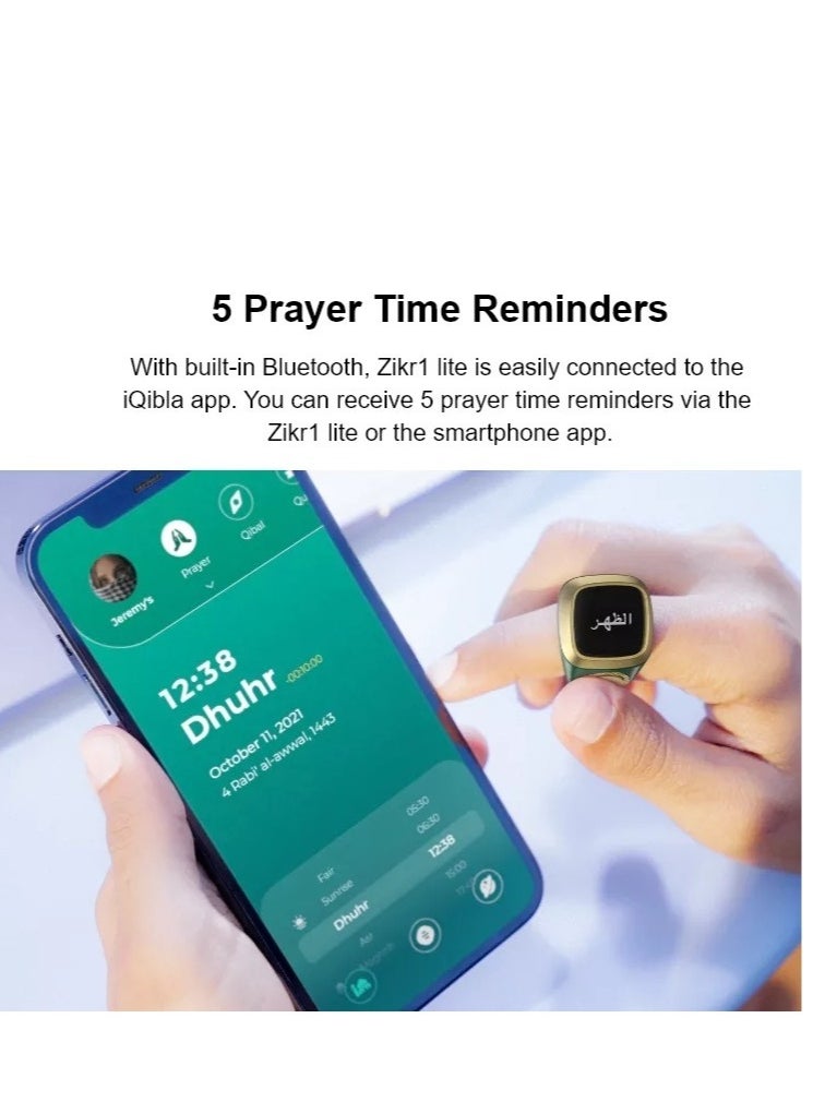GULFLINK - Smart Tasbih Zikr Ring Muslim Prayer Prayer Timing Reminder OLED Display Tasbih Counter Smart Ring Wearable Technology Waterproof - White(22mm) - Image 1