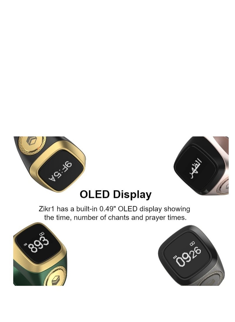 GULFLINK - Smart Tasbih Zikr Ring Muslim Prayer Prayer Timing Reminder OLED Display Tasbih Counter Smart Ring Wearable Technology Waterproof - White(22mm) - Image 1