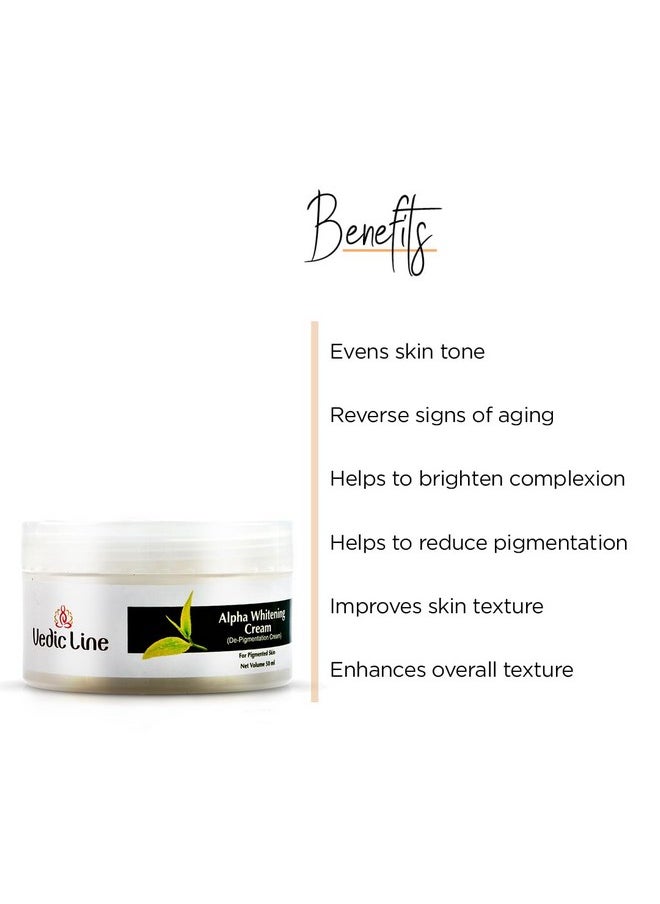 Vedic Line Vedicline Alpha Whitening Cream Helps To Reduce Pigmentation, Acne, Wrinkle With Green Tea & Olive Oil Gives Instant Glow And Lightens Skin Complexion, 50Ml  - Image 2