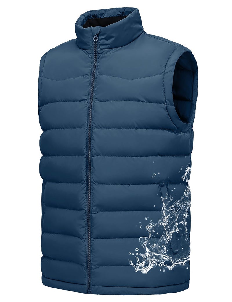 Rdruko Mens Winter Puffer Vest Insulated Quilted WaterResistant Windproof Zipper Lightweight Sleeveless Work Fishing Hiking Blue XL - Image 2