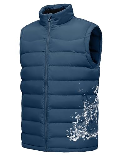 Rdruko Mens Winter Puffer Vest Insulated Quilted WaterResistant Windproof Zipper Lightweight Sleeveless Work Fishing Hiking Blue XL - Image 1