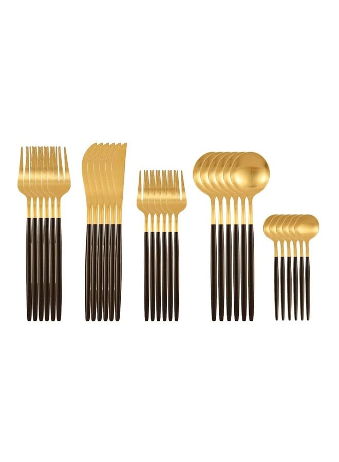 Alyashmac 30-Piece Stainless Steel Cutlery Set Gold/Black - Image 2