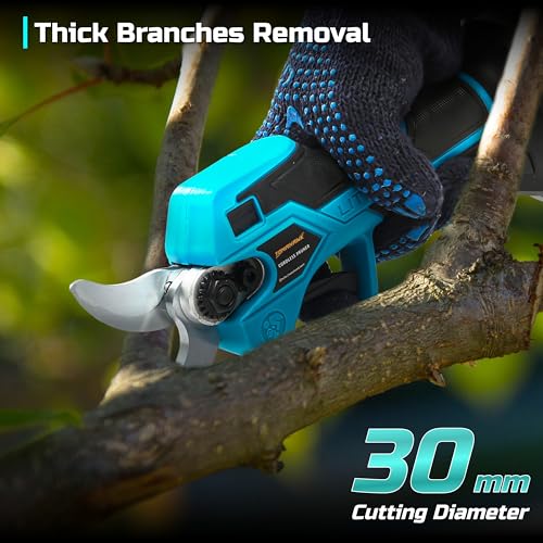 TOMAHAWK® PRU-5222 Cordless Purner Pruning Tool for Garden 30mm Cutting Capacity 160W Input power 20V 1.5Ah 2 Batteries with Charger included Precision Gardening Electric Branch Cutter - Image 5