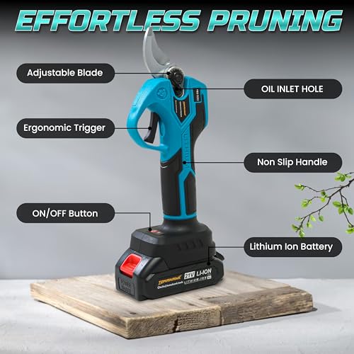 TOMAHAWK® PRU-5222 Cordless Purner Pruning Tool for Garden 30mm Cutting Capacity 160W Input power 20V 1.5Ah 2 Batteries with Charger included Precision Gardening Electric Branch Cutter - Image 3