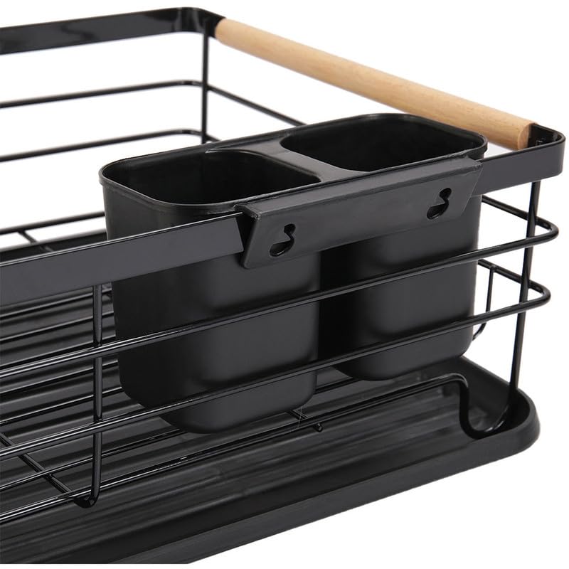 Downtown Dish Drying Rack Kitchen Countertop Metal Organizer with Removable Drain Tray and Utensil Holder Rust-Resistant Dish Drainer - Image 2