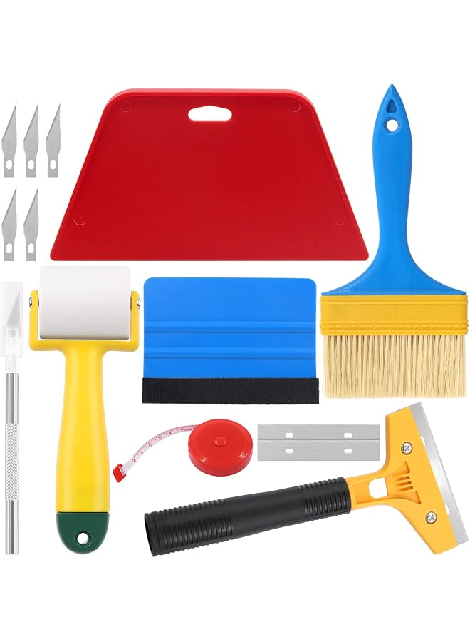 PROMASS promass 14Pcs Wallpaper Tools, Wallpaper Smoothing Tool Kit with Squeegee, Seam Roller, Wallpaper Brush, Craft Knife, Tape Measure for Wallpaper Hanging, Contact Paper, Vinyl Application  - Image 1