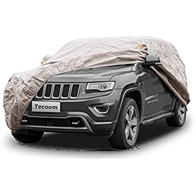 Tecoom Thick Shell Super Breathable Waterproof Windproof Snow Sun Rain UV Protective Outdoor All Weather SUV Car Cover Fit 206-215 Inches Full-Size SUV - Image 2