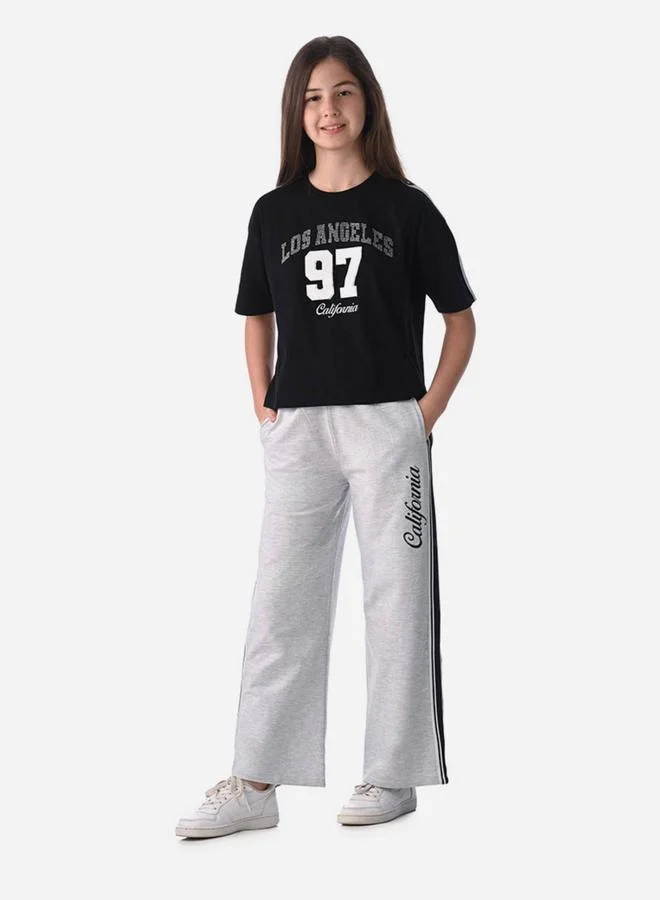 victor and jane Victor and Jane Graphic Print Knit Crop Top and Wide-Leg Pants Set